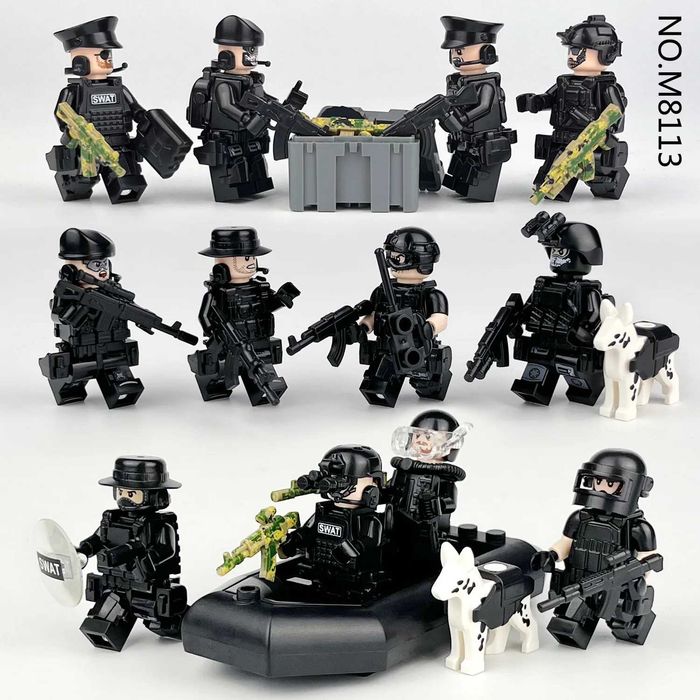 Set 12 figurine tip Lego SWATT team cu accesorii