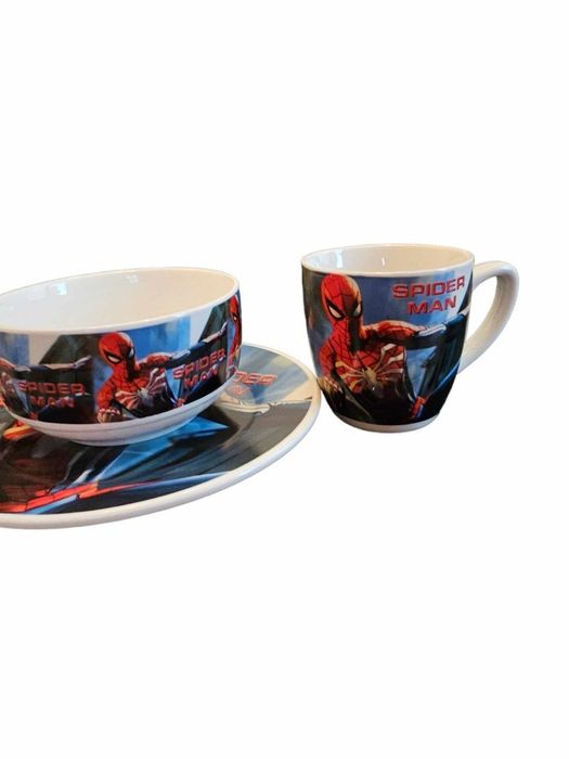 Детски комплект с Анимационни герои от 3 части, чашка, чинийка и купич