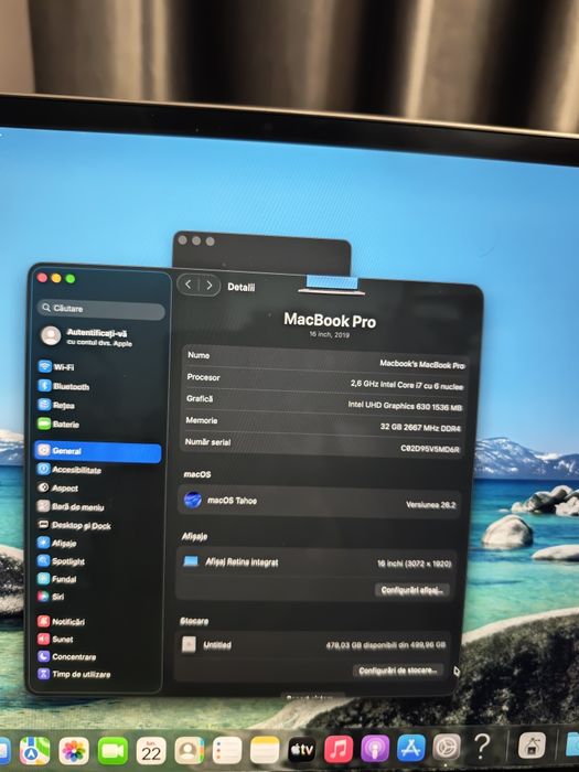 Laptop Apple Macbook Pro i7 16inch 32gb RAM,  2019