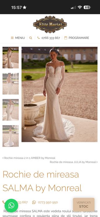 Vând rochie de mireasă +voal