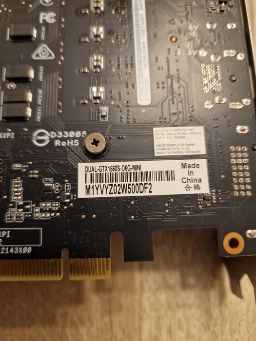 Placa video asus dual mini, 1660 super, 6gb