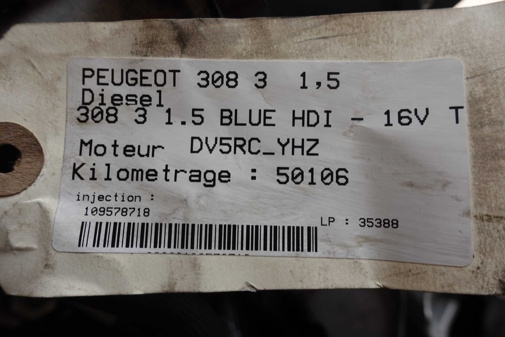 Motor 1,5BlueHDI*DV5RC_YHZ/YH01*CuAnexe 96Kw2023Eu6PeugeotFord50000kmF