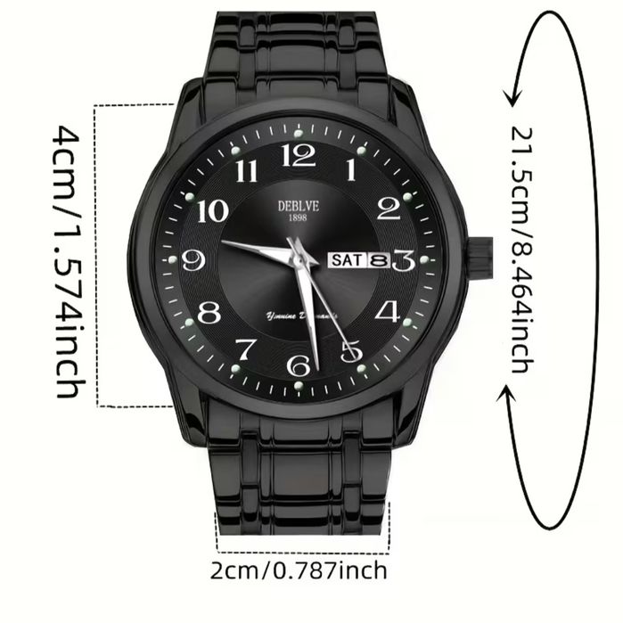 DEBLVE Мъжки моден часовник от неръждаема стомана с светещи ръце, дата