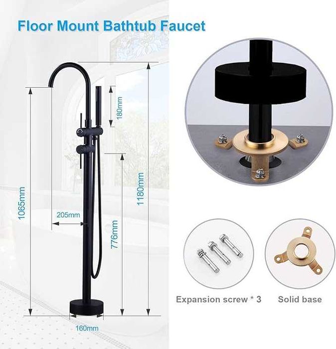 Robinet,Coloana de baie  montat pe podea cu duș de mână pentru cadă