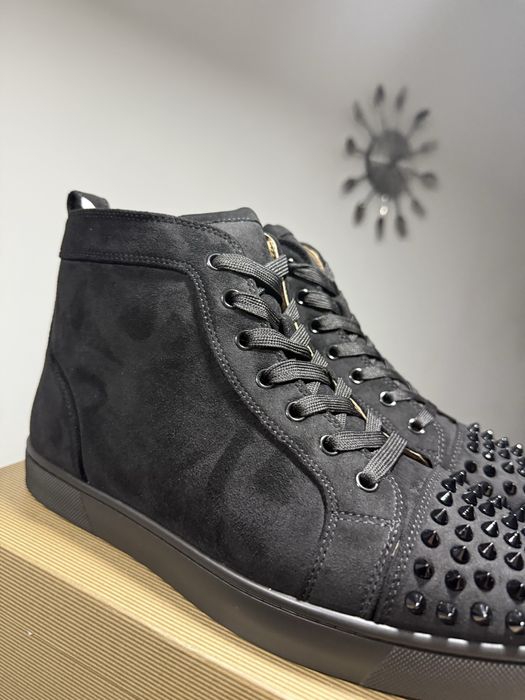 Christian Louboutin High Suede Black Spikes