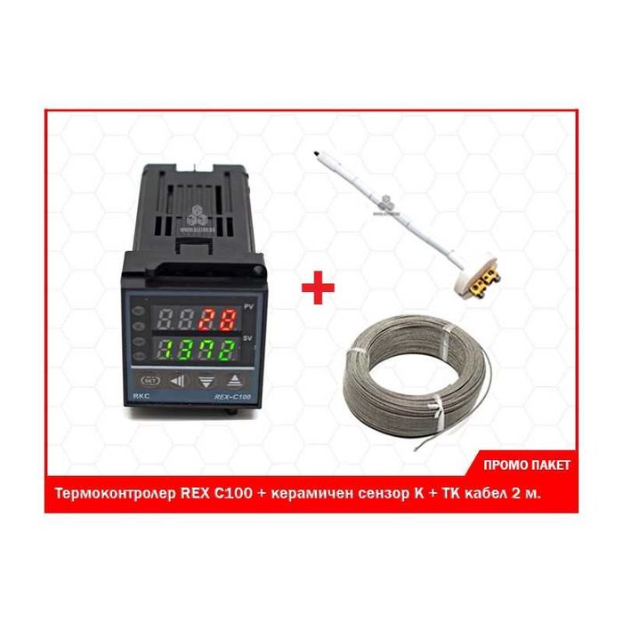 ПРОМО Термоконтролер REX C100 SSR+термодвойка до 1300+ТКК 2м, 20204391