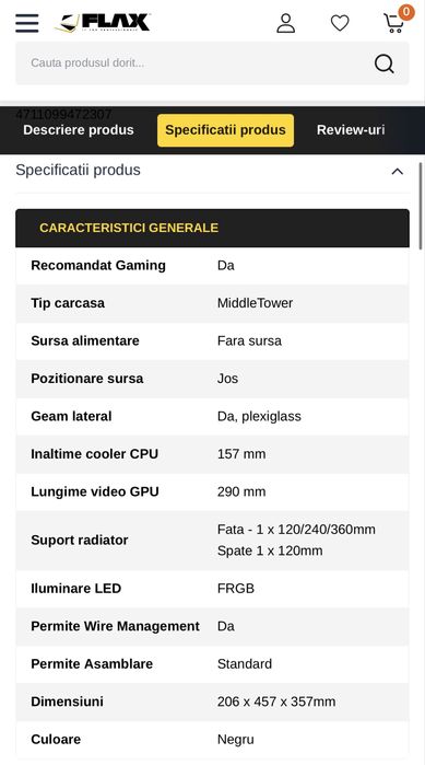 Carcasa Aerocool Falcon FRGB, Fara sursa