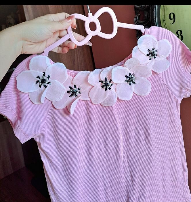 Bluza elegantă roz cu flori bluza bumbac elastic NOUA pt dama