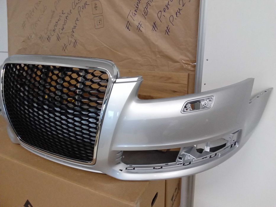 Pachet Bara fata CU GRILA RS LOOK Audi A6 4F 08-10 LY7W LX7W Argintiu