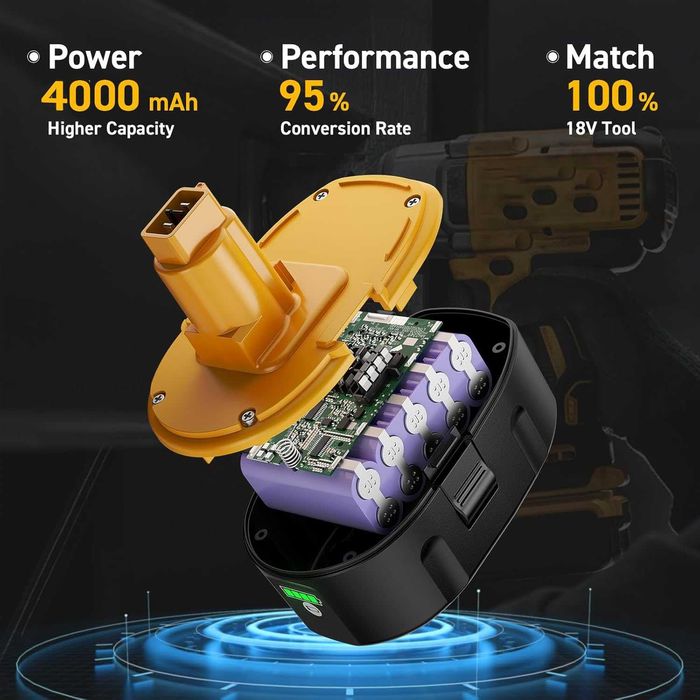 2 броя Ni-MH батерии 4000mAh, Dewalt 18V DC9096 DE9098 DE9503 DW9096