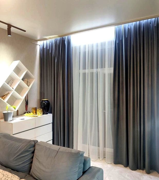 Новые шторы с тюлем.занавески в стиле хай-тек.
