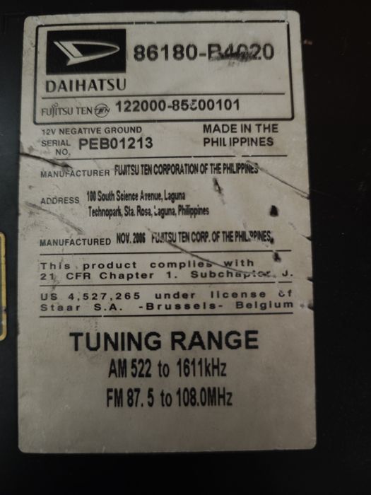 Автомагнитолла. Оригинал. Daihatsu