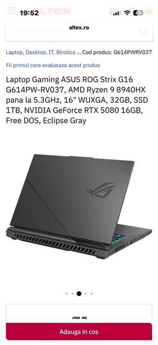 (Negociabil) Laptop Gaming ASUS ROG DE LA 16.499 LEI LA 13.499 LEI NOU SIGILAT