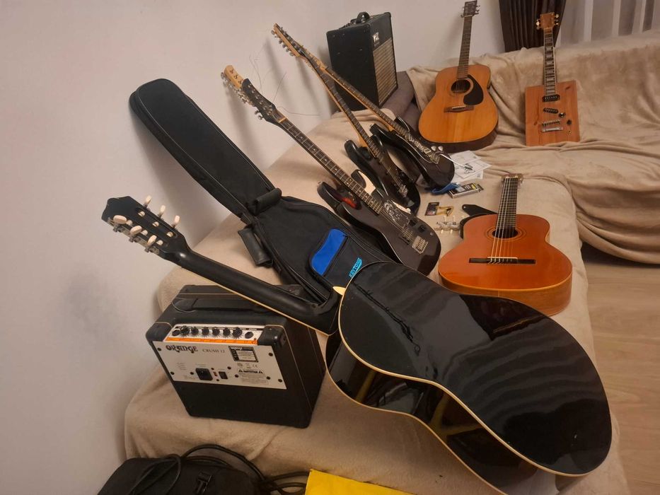 chitara acustica clasica electrica bass combo 80w accesorii huse corzi