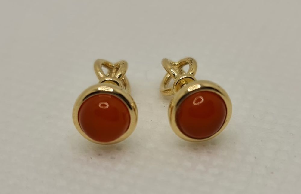Cercei handmade aur galben 14k cu carnelian natural