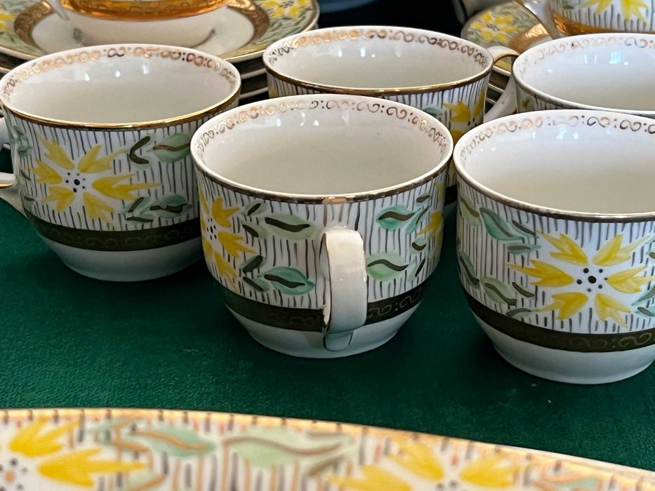 Serviciu masă și cafea porțelan CAMINA (12 persoane) - 80 piese, pictat manual cu aur