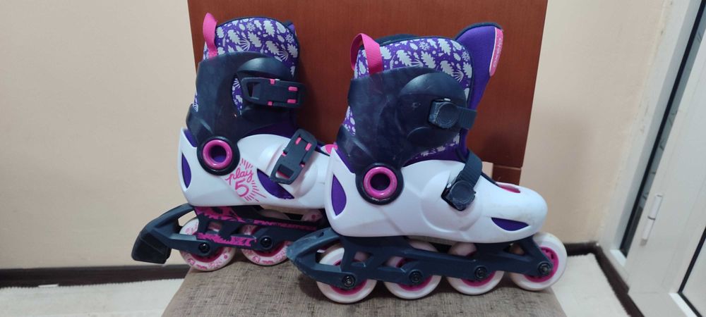 Детски ролери Oxelo Play 5 Light Grey номер 28-30 с Каска