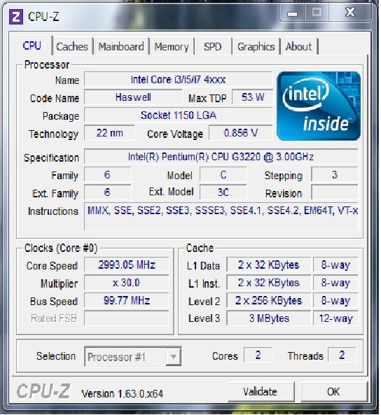 Intel Pentium Dual-Core G3220 3GHz LGA1150