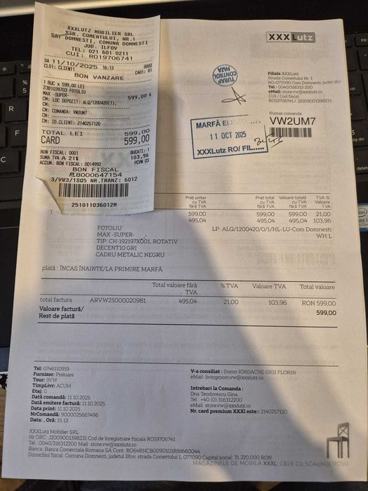 Fotoliu rotativ, gri, din velur, 68/91/82 cm, de la Carryhome