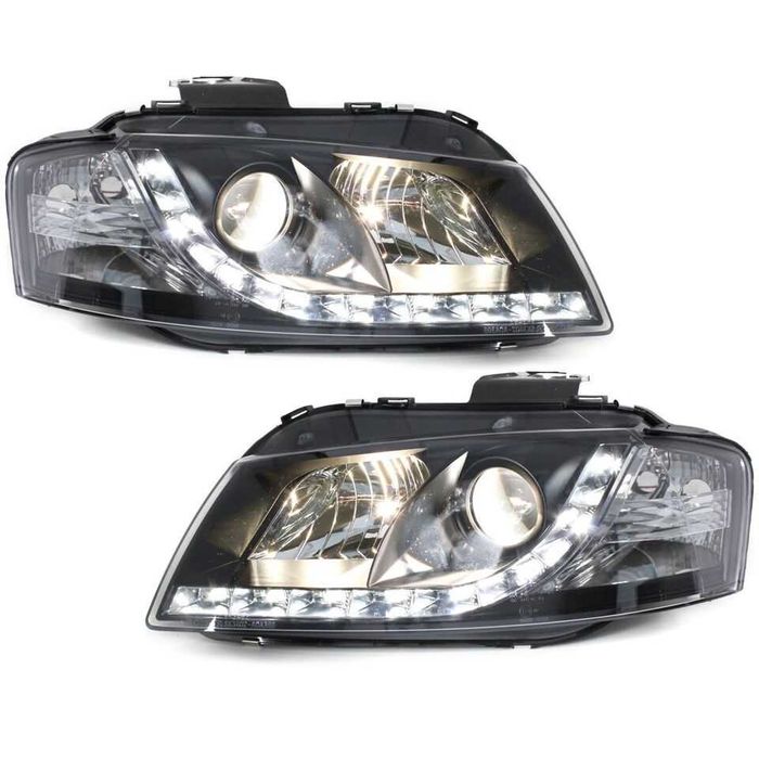 Фарове Ауди А3 8П 2003-2008 ЛЕД Тунинг Тъмни лупи Audi A3 8P Затъмнени