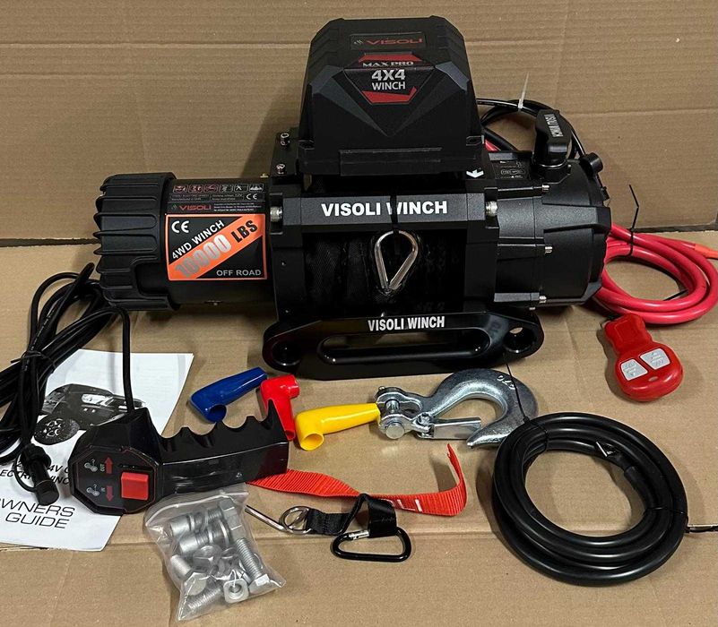 Troliu auto elctric Visoli 10000lbs/4,536kg cu cablu sintetic 12v