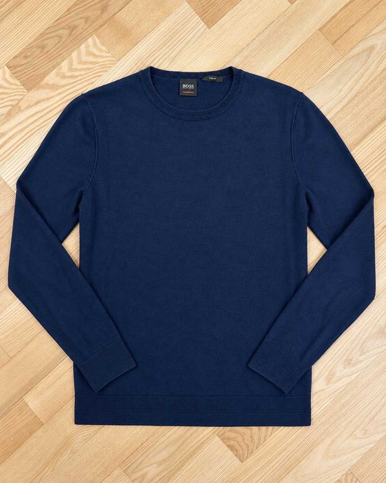 Pulover Hugo Boss bărbați bleumarin, Slim Fit, bumbac, Mărimea M
