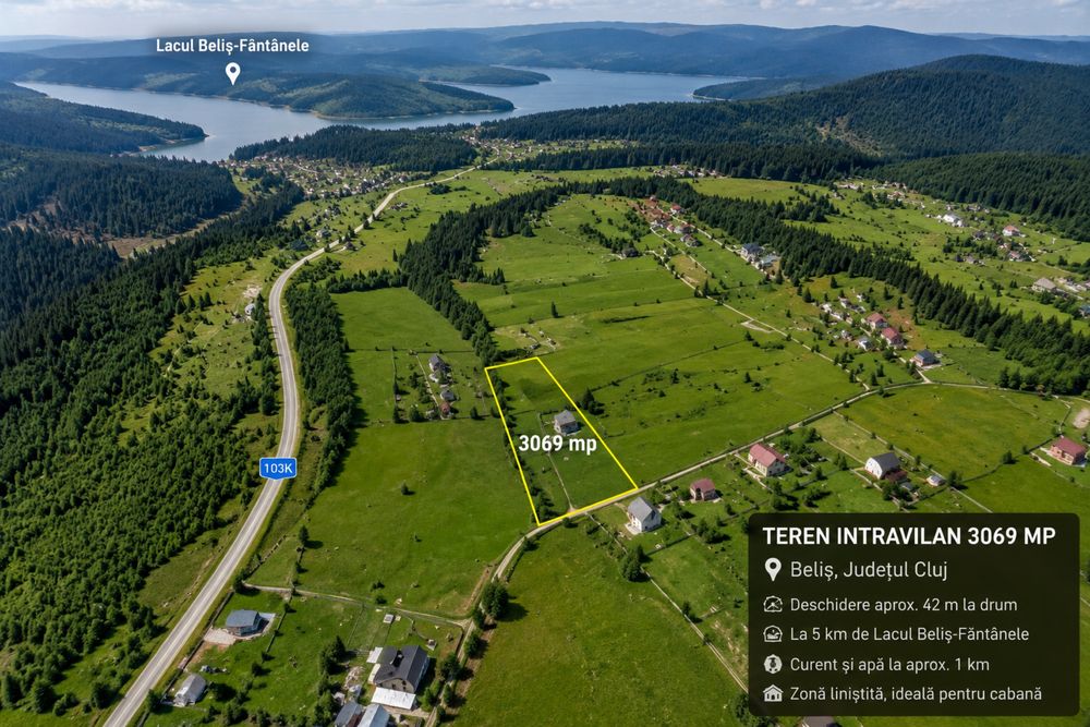 Teren intravilan 3069 mp Beliș Cluj – ideal cabană / investiție