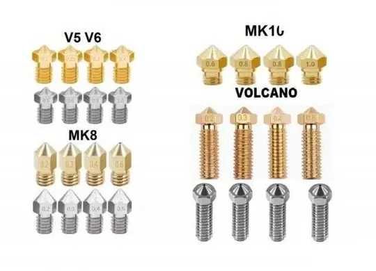 Дюзи 3D принтер дюза Printer V5 V6 MK8 МК10 nozzle VOLCANO Ender SE K1