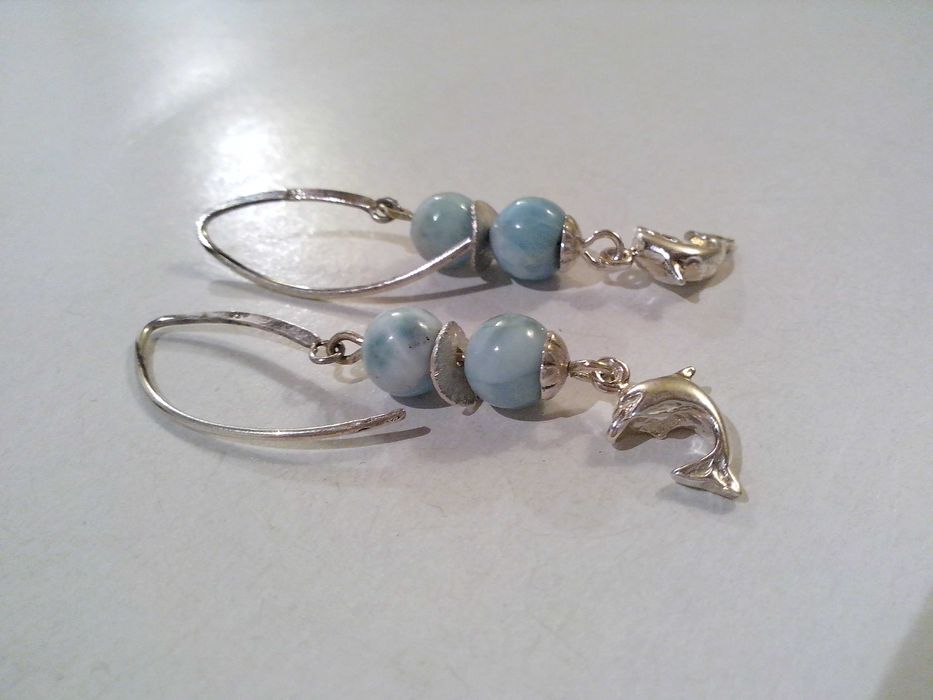 cercei argint si larimar,pietre semipretioase naturale