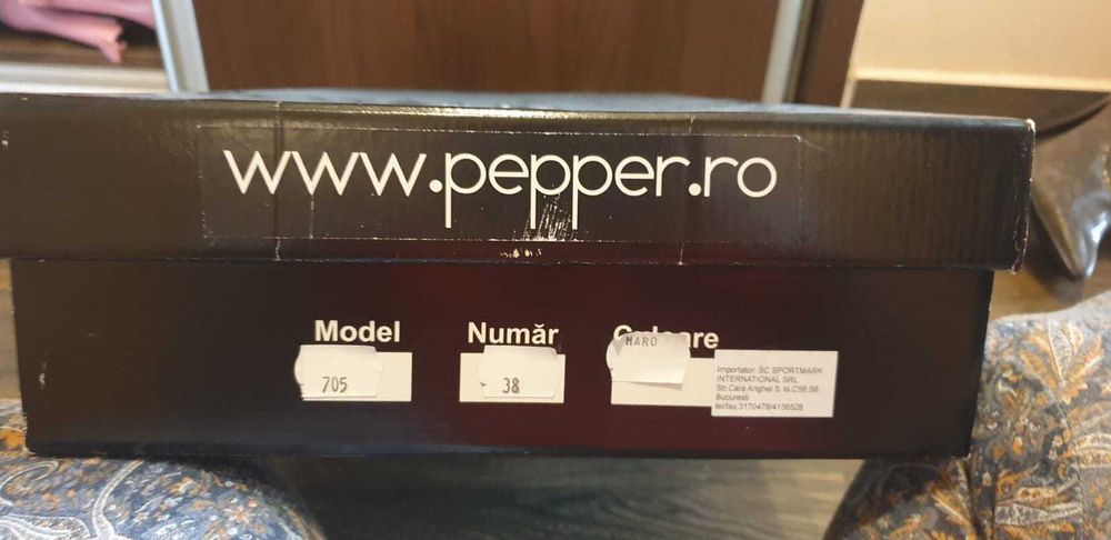 Cizme Pepper, piele naturala, cu toc inalt, marimea 38, noi