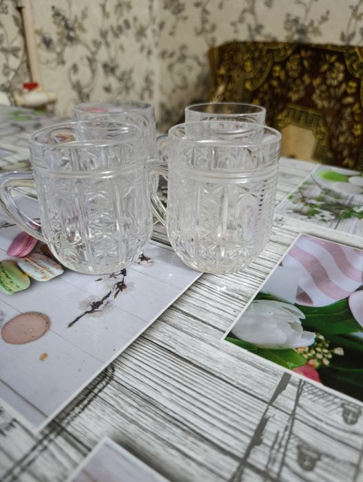4 кружки хрустальные