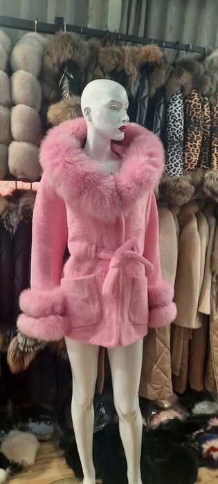 НОВИ!Кожени палта от естествен косъм от лисица и алкантара