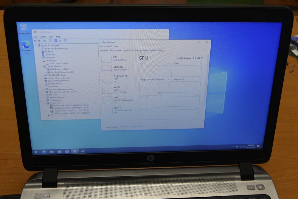 HP Probook 450 G2 I5 5200U AMD video card 8 GB RAM