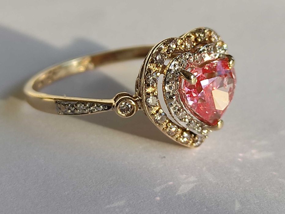 Inel aur 14k cu DIAMANT ROZ 1.35ct pret initial 25.000lei