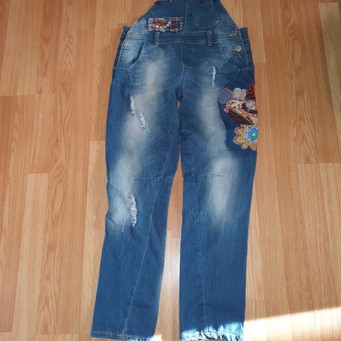 Pantaloni salopeta boyfriend blugi Desigual dama