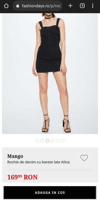 Rochie de denim cu barete late Mango