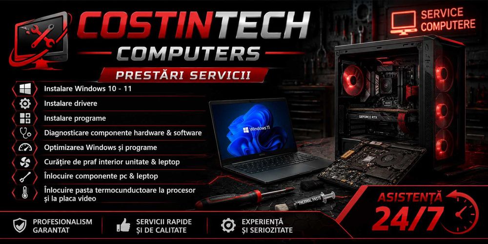 Service PC & Laptop | Instalare Windows | Curățare | Diagnosticare | Reparații Calculatoare