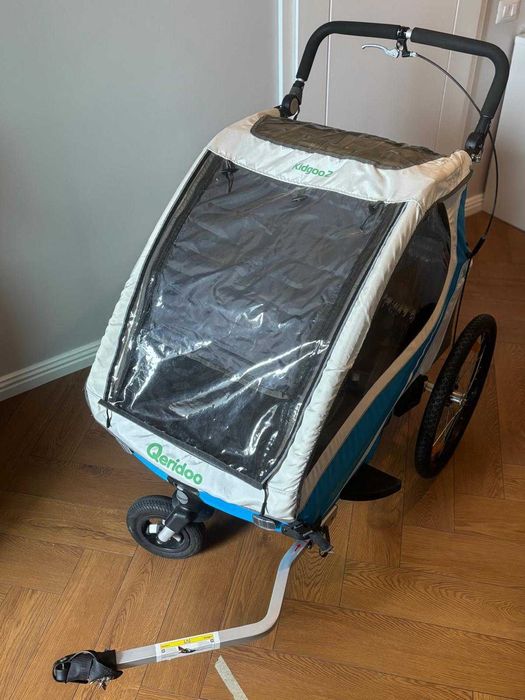 Qeridoo Kidgoo 2 remorca bicicleta carucior 2 copii impecabil