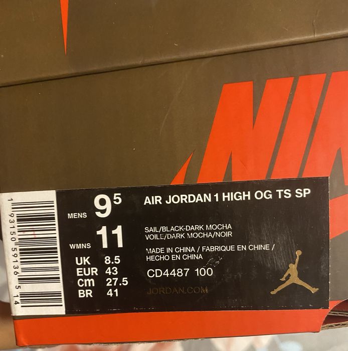 Jordan 1 travis scott marimea 43