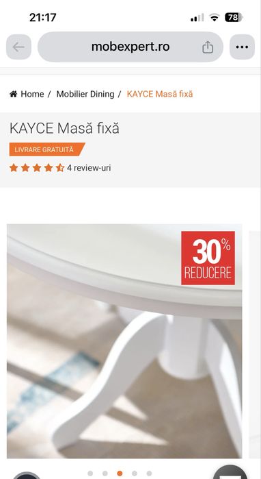 Masă rotundă albă + 2 scaune