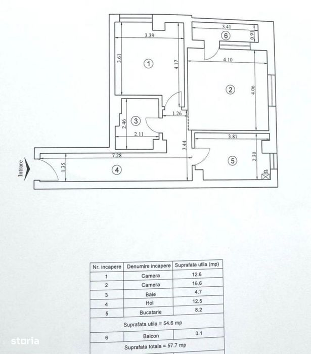 INTABULAT! Apartament cu 2 camere, Pasaj Octav Bancila, 56mp, 117.000