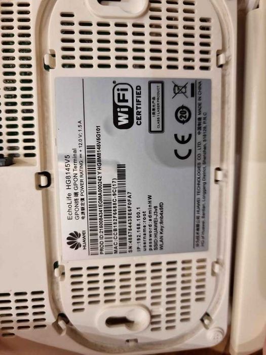 Huawei EchoLife EG8145V5 GPON terminal оптичен wifi router