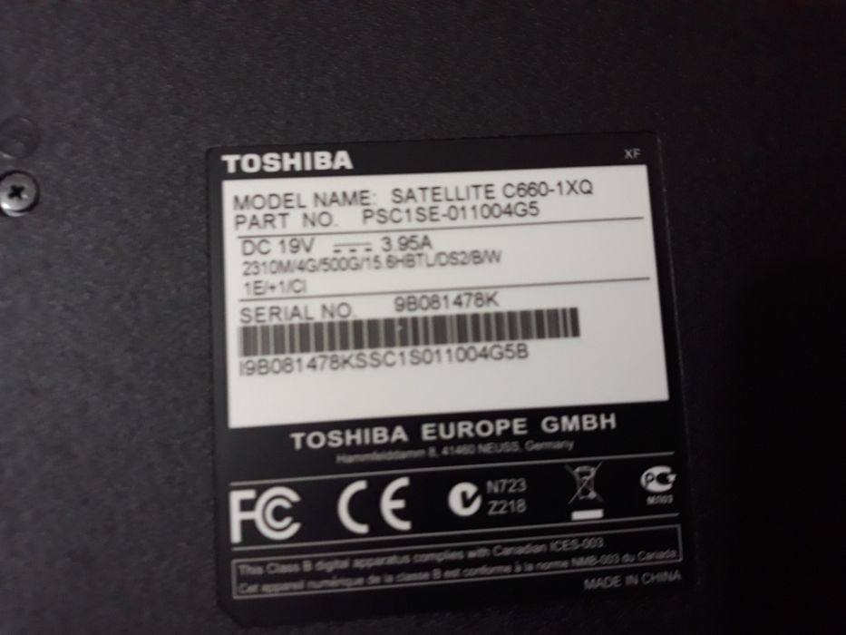 Vand laptop toshiba