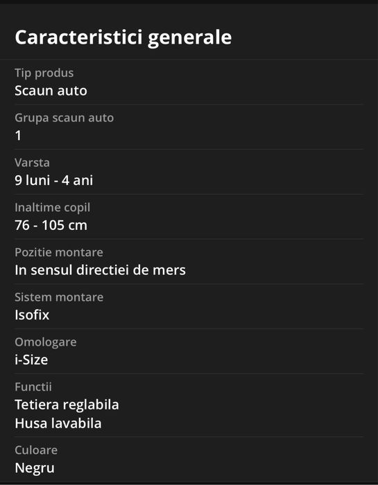 Scaun auto ISOFIX i-Size Britax Romer TRIFIX2, 76-105 cm, Negru