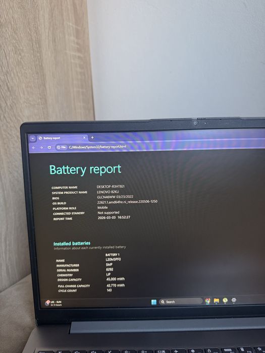 Lenovo IdeaPad3 | Ryzen 5 5500U | 16GB RAM | SSD 512GB | Baterie 95%