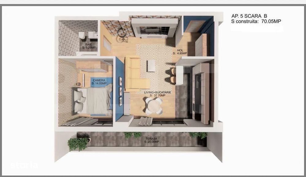 Apartament cu 2 camere, 70 mp, zona Centrala