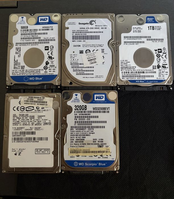 Hdd laptop sata 320,500,1000Gb