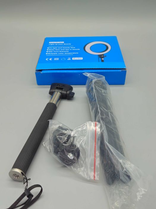 USB LED ринг лампа Tosuny 6 инча / 16 см с мини статив и селфи стик