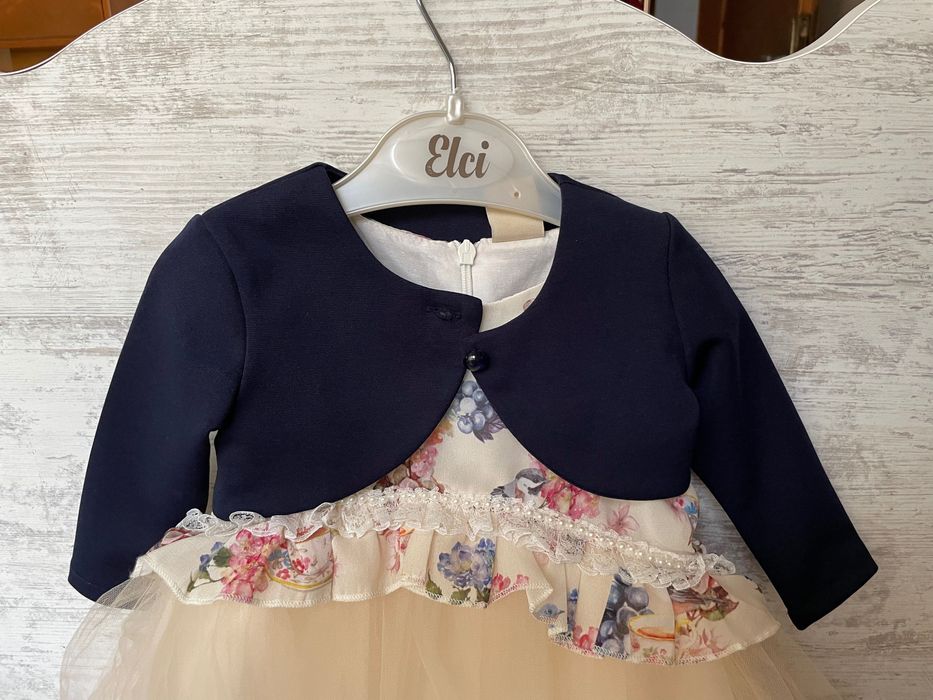 Официална бебешка рокля  с болеро 74 р-р