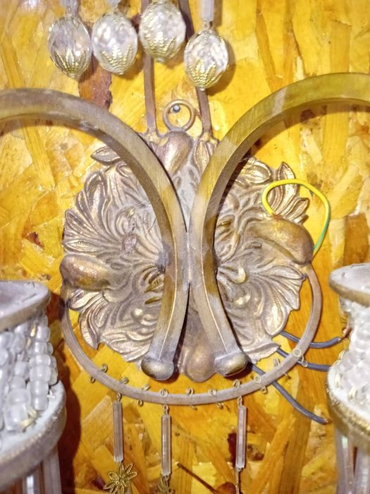 Кристална  лампа в стил  барокНастолна лампа ,барок бронз и кожа